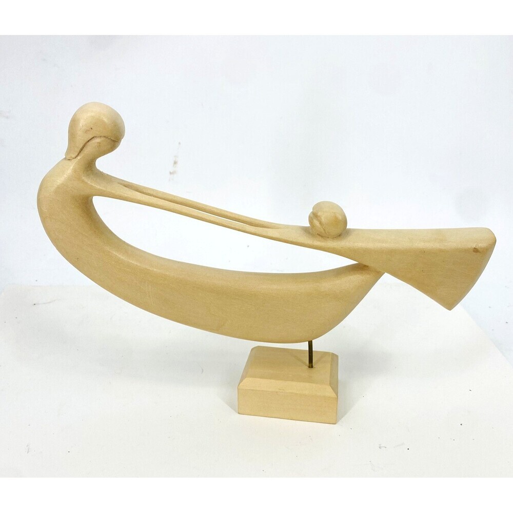 2000 George Updegraff Swinging Wood Carving Mother & Child Remeber When Signed